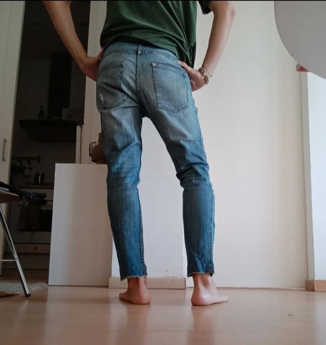 Jeans denim slim fit azul 