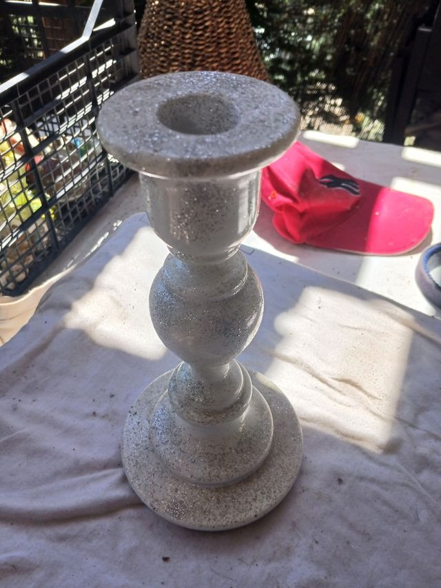 Candelabro vetro bianco glitter