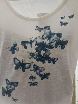 Pijama mujer: camiseta+shorts, azul y blanco, tall