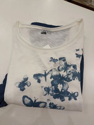 Pijama mujer: camiseta+shorts, azul y blanco, tall