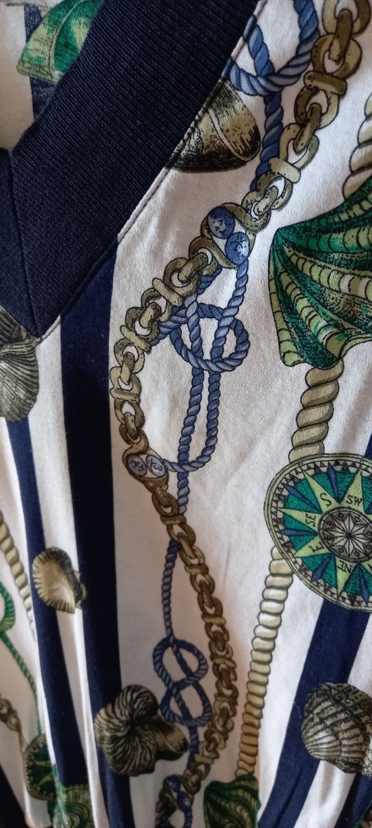 Blusa cotone estiva blu e bianca 