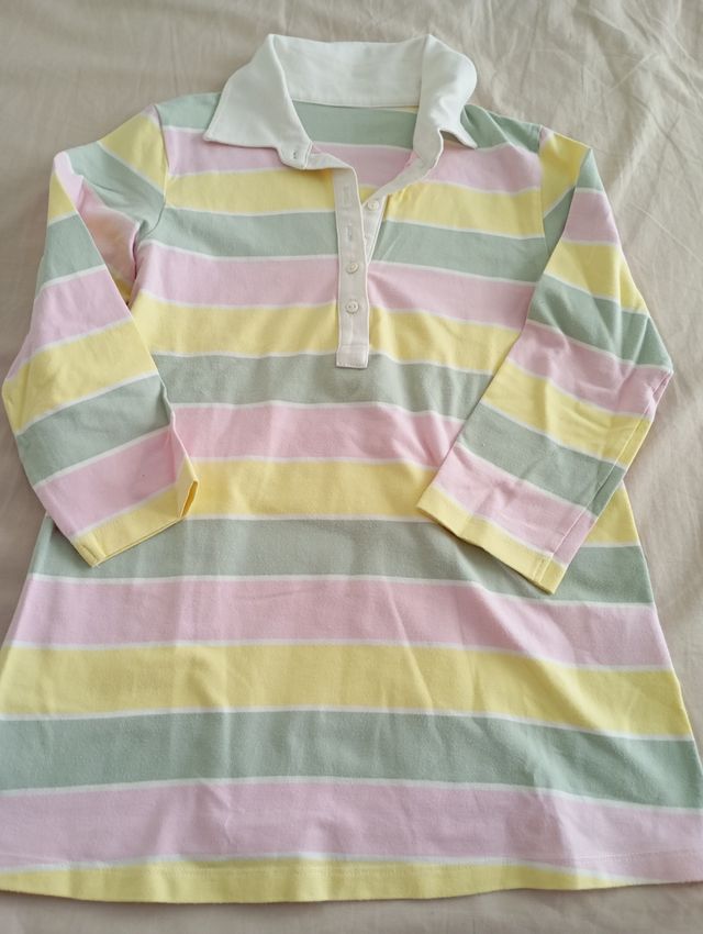 Polo rayas manga 3/4 - Talla 38. Colores pastel.