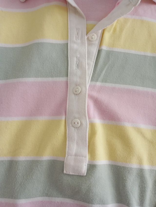 Polo rayas manga 3/4 - Talla 38. Colores pastel.