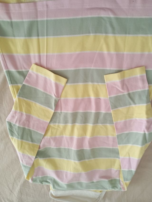 Polo rayas manga 3/4 - Talla 38. Colores pastel.