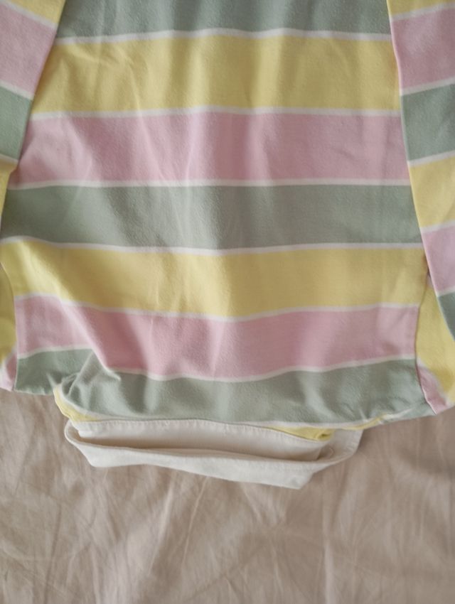 Polo rayas manga 3/4 - Talla 38. Colores pastel.