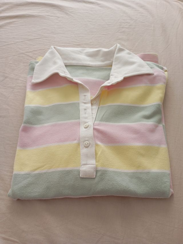 Polo rayas manga 3/4 - Talla 38. Colores pastel.