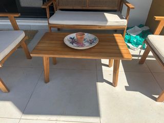 Conjunto jardín ratán-madera