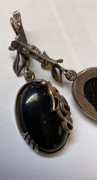 Orecchini argento avventurina neri