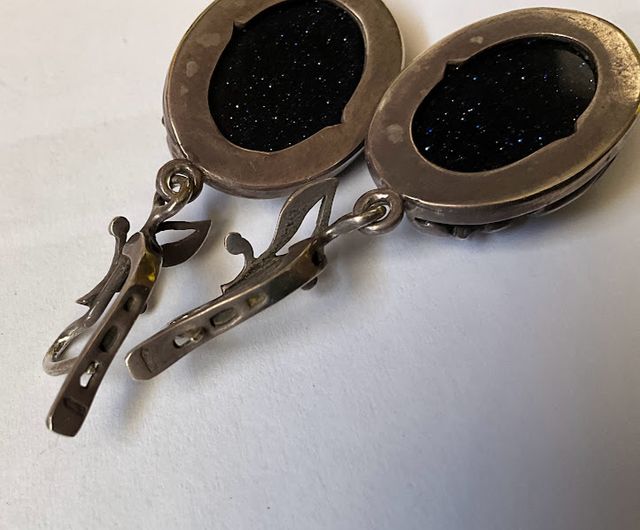 Orecchini argento avventurina neri