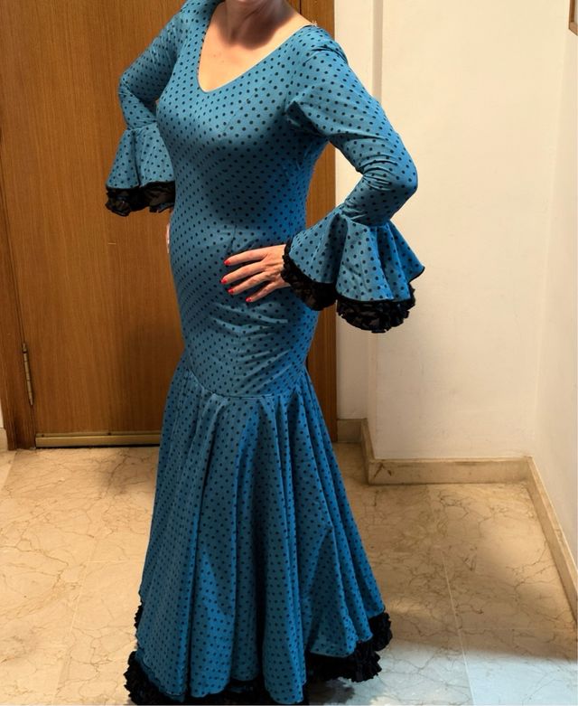 Vestido Flamenca lunares azul - 38/40
