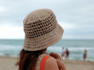 Sombrero playa beige, tejido en yute
