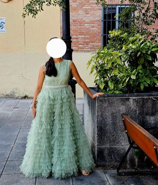 Vestido fiesta niña verde - tul