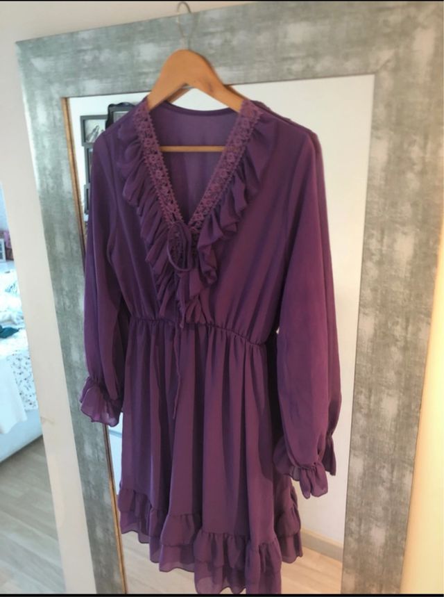 Vestido gasa morado - Talla Unica