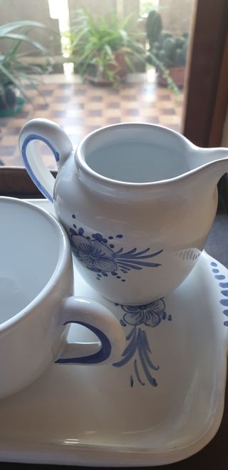 Servizio tè 2 tazze, porcellana, blu