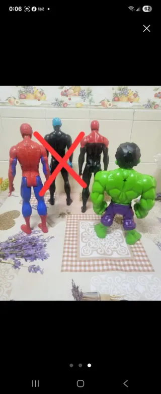 3 Figuras Marvel: Hulk, Spiderman