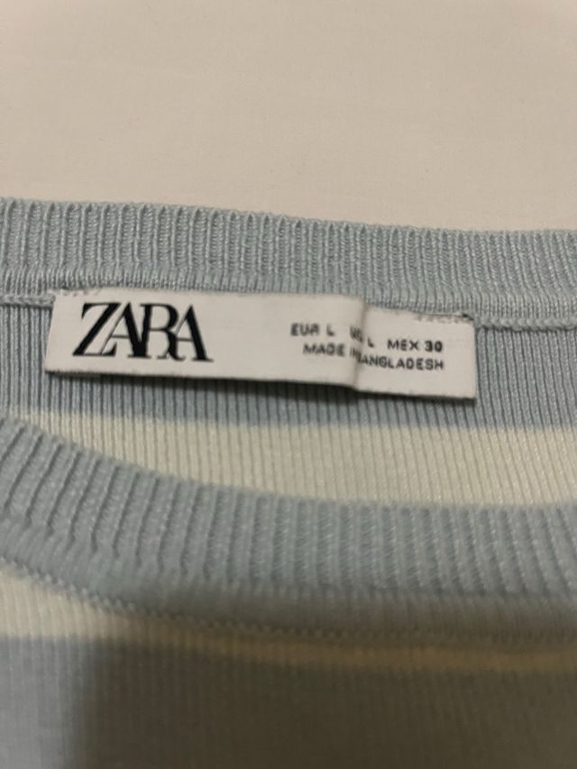 Top Zara rayas azul blanco