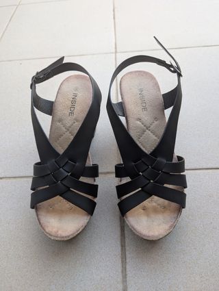 Sandalias negras plataforma 1 uso