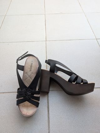 Sandalias negras plataforma 1 uso