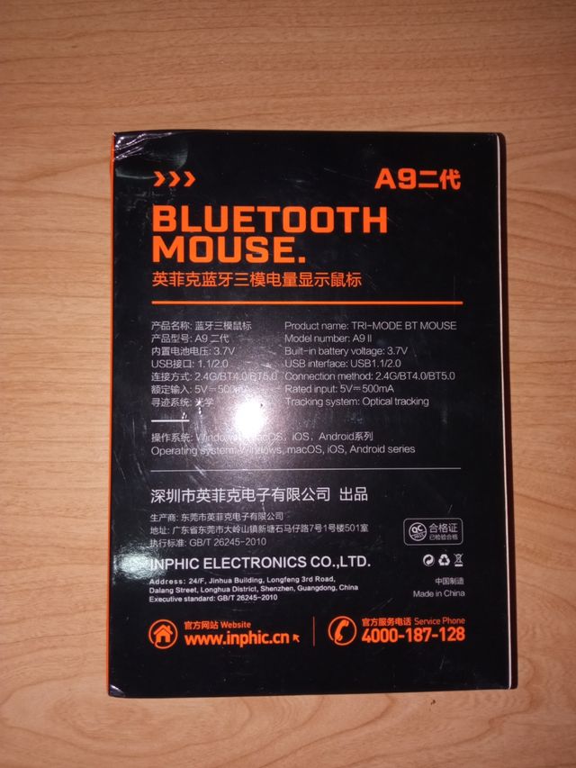 Ratón gaming INPHIC A9-2 inalámbrico, recargable.