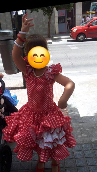 Vestido niña gitana lunares rojo