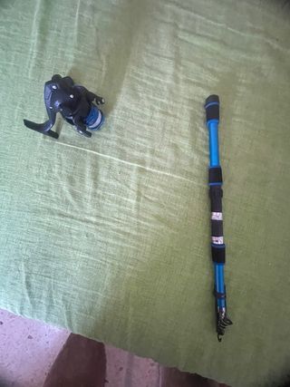 Caña y carrete con hilo ,pesca