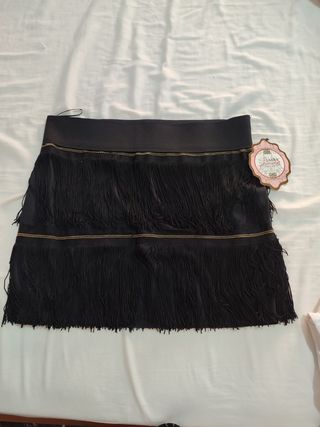 Minifalda negra flecos Laura Jiménez talla P
