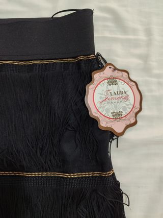 Minifalda negra flecos Laura Jiménez talla P