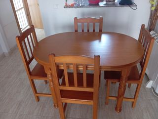 Mesa ovalada madera - 4 sillas