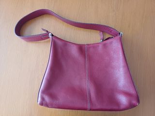 Bolso de piel granate