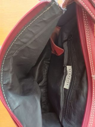 Bolso de piel granate
