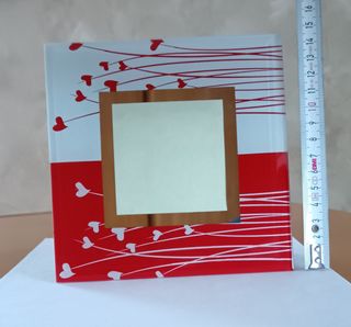 Portafoto vetro 15x15 cm rosso-bianco