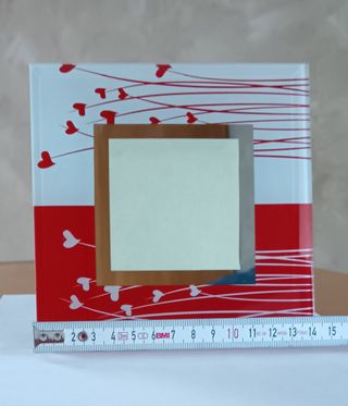 Portafoto vetro 15x15 cm rosso-bianco