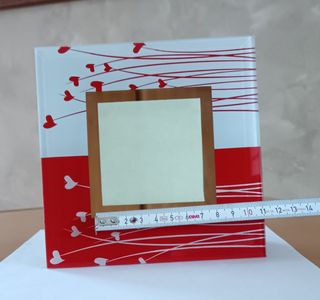Portafoto vetro 15x15 cm rosso-bianco