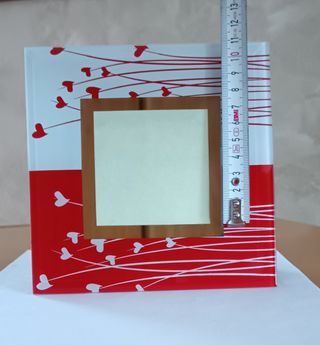 Portafoto vetro 15x15 cm rosso-bianco