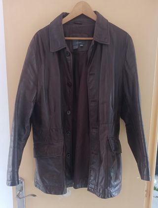 Cazadora cuero marrón XL vintage