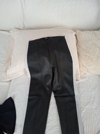 Pantalones cuero | Negro-Blanco