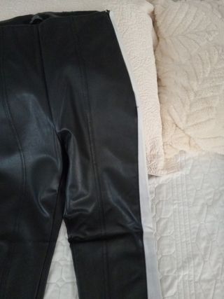 Pantalones cuero | Negro-Blanco