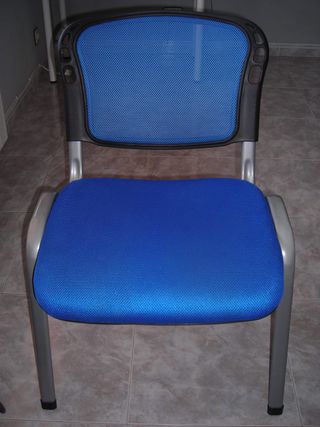 Silla oficina azul metal