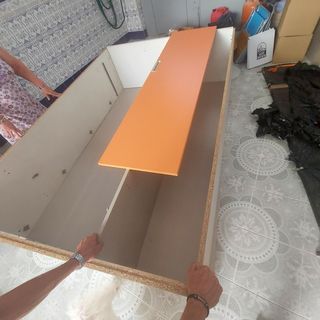 Armario juvenil 3 puertas - blanco/naranja