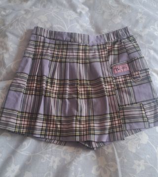 Mini Falda Escocesa Bershka - Lila