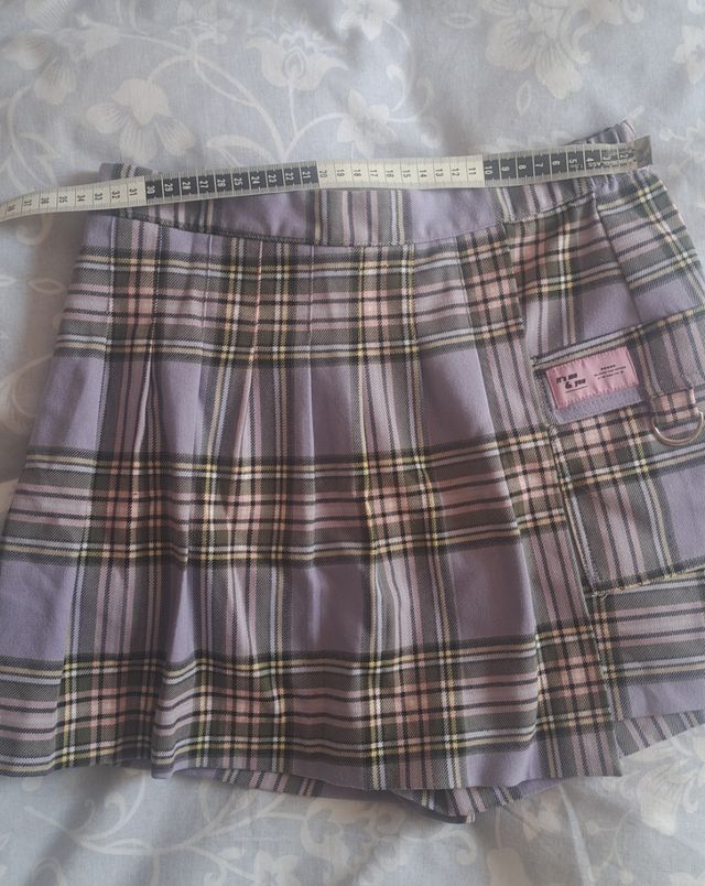 Mini Falda Escocesa Bershka - Lila