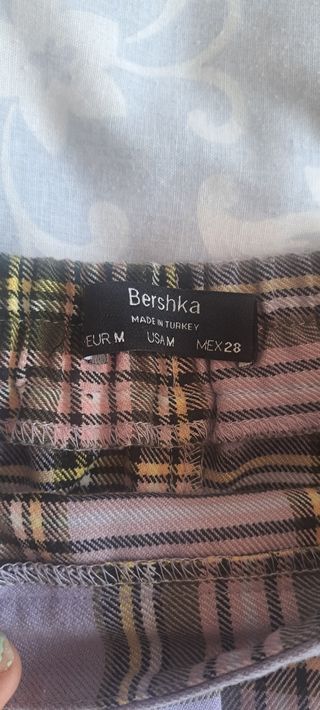 Mini Falda Escocesa Bershka - Lila