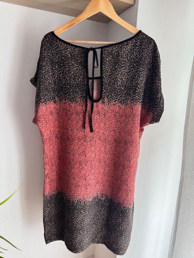 Vestido Mango estampado leopardo rojo-negro