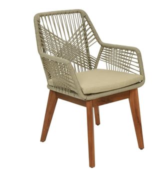 Silla jardín beige - ratán y madera