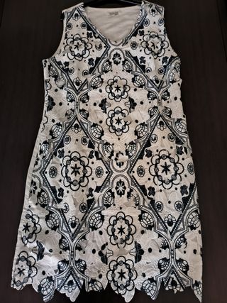 Abito lungo bianco e blu tg L