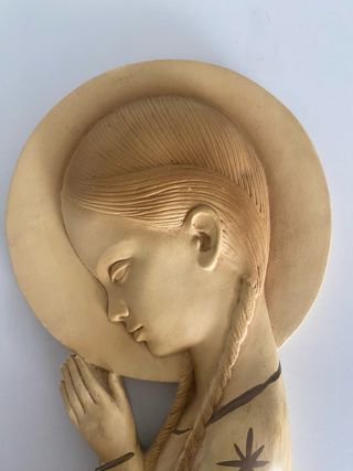 Bajorrelieve Virgen Niña - Decoración vintage