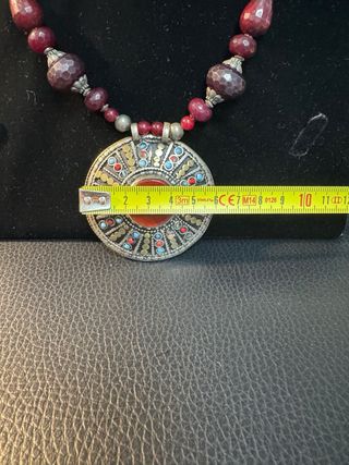 Collar piedras rojas plata