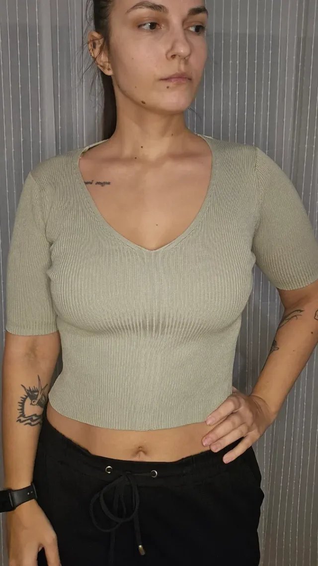 Top Lefties manga corta verde oliva - Talla L