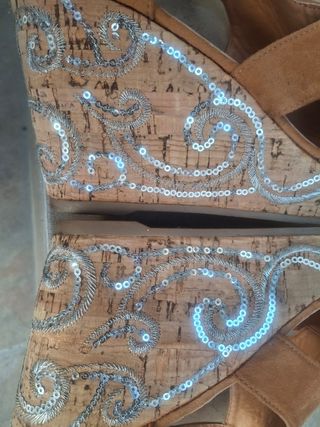 Sandalias cuña marrón - Talla 40