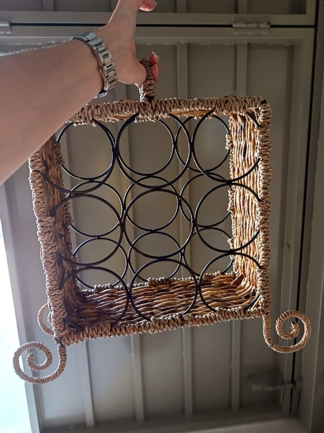 Botellero mimbre marrón - 12 botellas